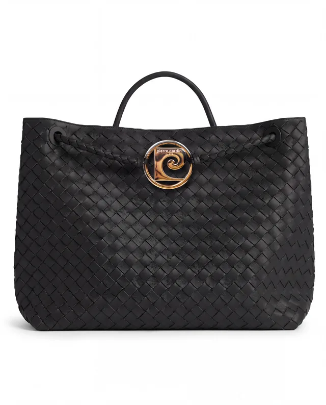 Cabas tressé médaillon Pierre Cardin, PU tressé