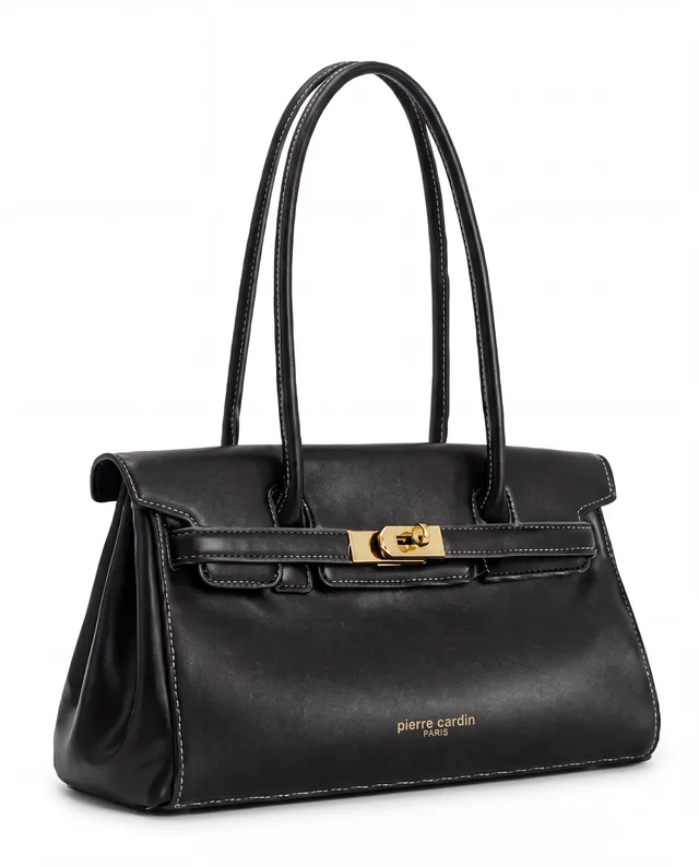 Sac à main fermoir Pierre Cardin, PU effet agneau